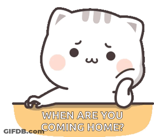 Cartoon Cat Asking When Are You Coming Home GIF