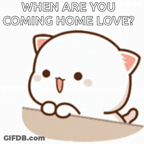 Cartoon Cat Asks When Are You Coming Home Love GIF