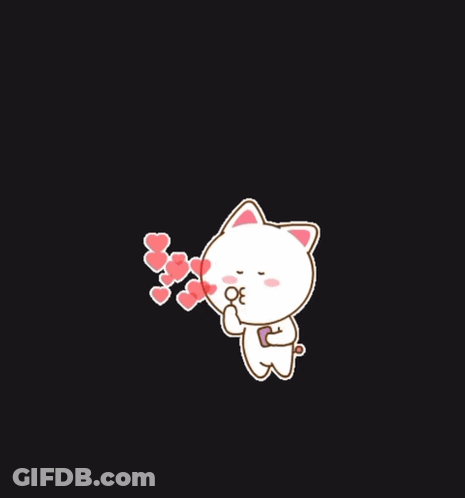 Cartoon Cat Blowing Hearts GIF