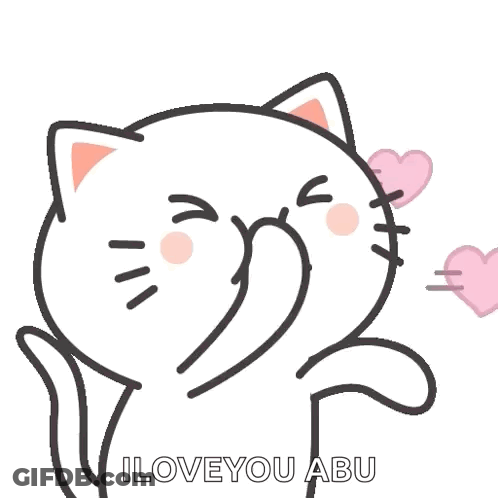 Cartoon Cat Blowing Kiss With Pink Hearts GIF