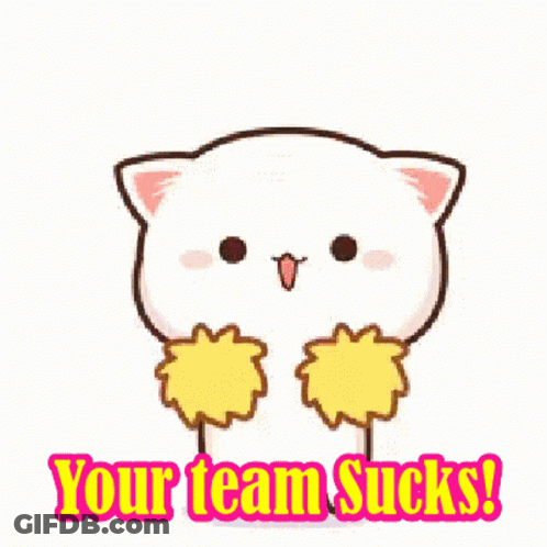 Cartoon Cat Cheering Your Team Sucks GIF