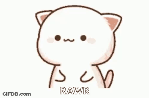 Cartoon Cat Crossed Paws Saying Rawr GIF