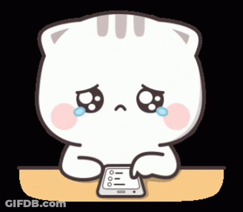 Cartoon Cat Crying Holding Cell Phone GIF