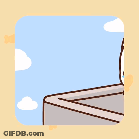 Cartoon Cat Crying On Ledge GIF
