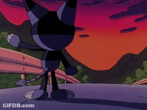 Cartoon Cat Crying With Snake Behind GIF