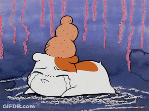 Cartoon Cat Crying With Squirrel On Top GIF
