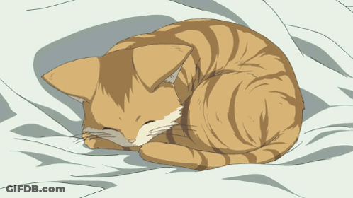 Cartoon Cat Curling Up GIF