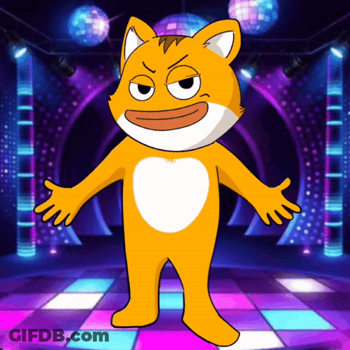 Cartoon Cat Dancing Under Disco Ball GIF