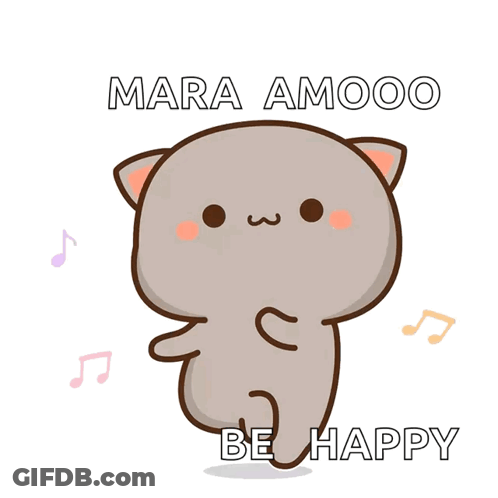 Cartoon Cat Dancing With Mara Amooo Be Happy GIF