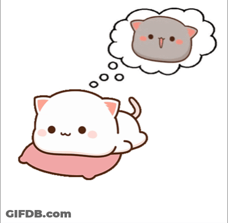 Cartoon Cat Dreaming On Pink Pillow GIF