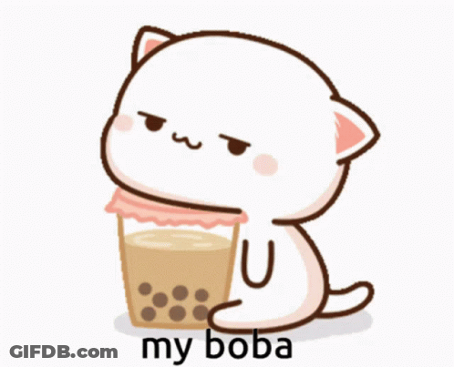 Cartoon Cat Drinking Boba GIF