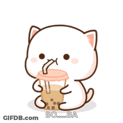 Cartoon Cat Drinking Bubble Tea GIF