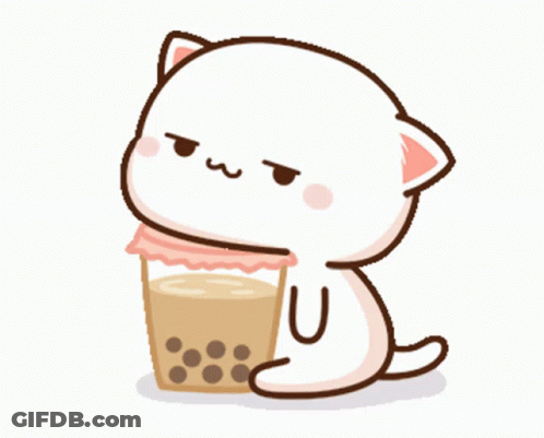 Cartoon Cat Drinking Bubbles GIF