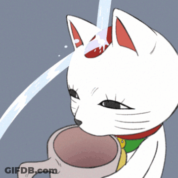 Cartoon Cat Drinking From Cup With Tongue Out GIF