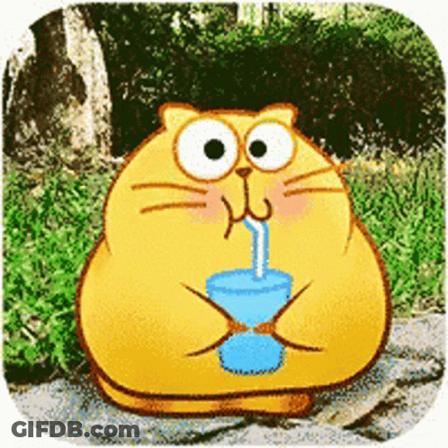 Cartoon Cat Drinking Through Straw GIF