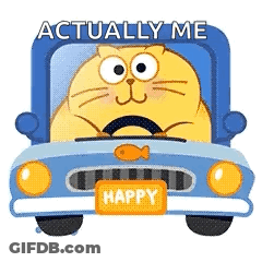 Cartoon Cat Driving Blue Car With Fish GIF