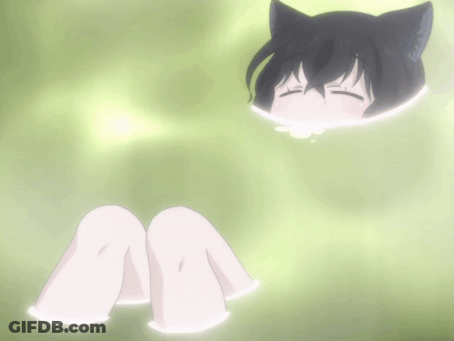 Cartoon Cat Ears Laying In Bathtub GIF