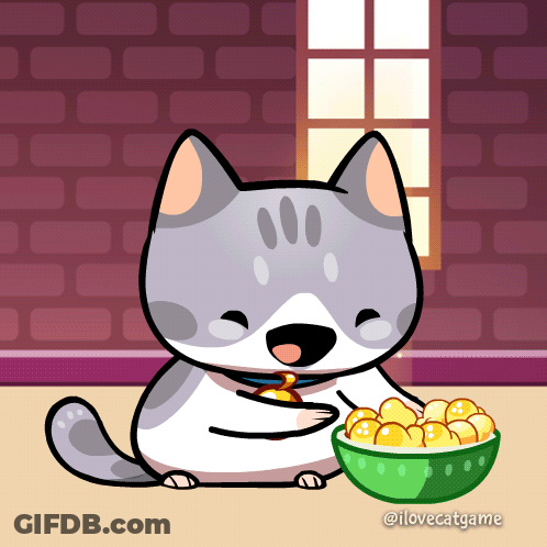 Cartoon Cat Eating Popcorn I Love Catgame GIF