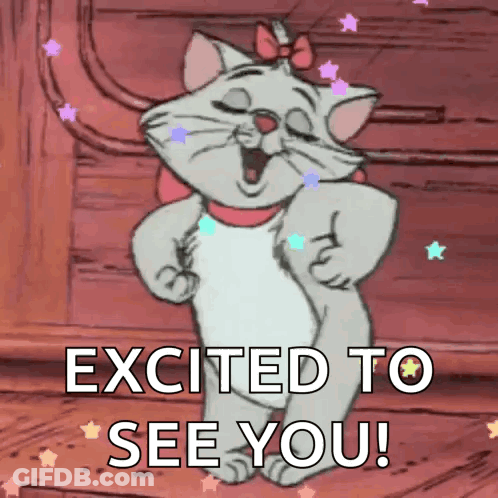 Cartoon Cat Excited To See You GIF