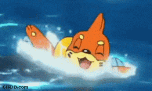 Cartoon Cat Floating On Top Of Wave In Water GIF