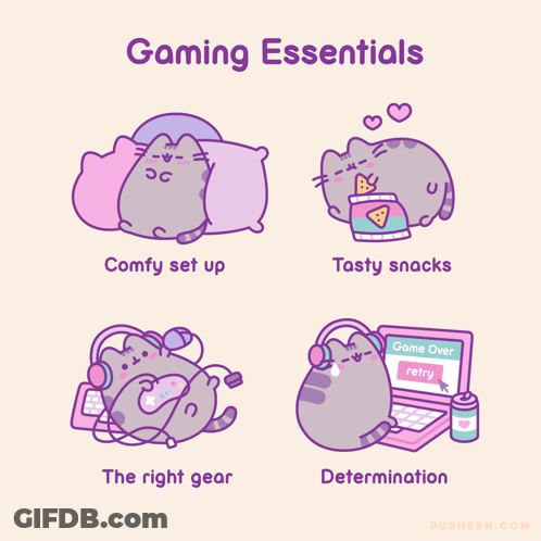 Cartoon Cat Gaming Essentials GIF