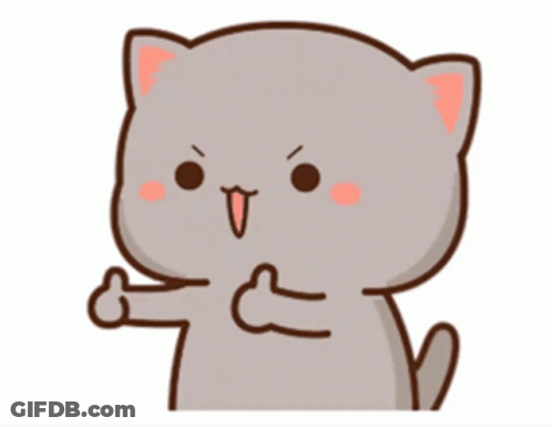 Cartoon Cat Giving Thumbs Up With Crown In Mouth GIF