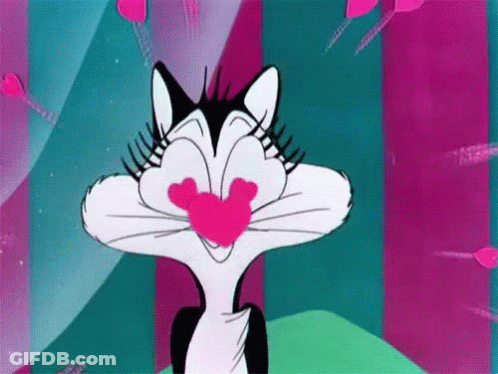 Cartoon Cat Heart Shaped Nose GIF
