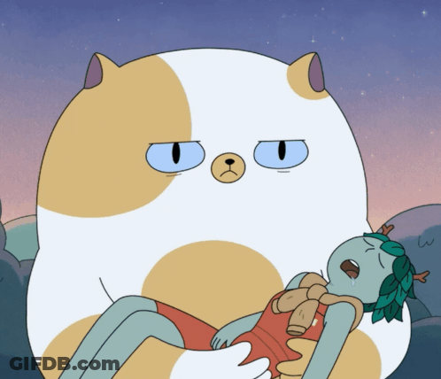 Cartoon Cat Holding A Sleeping Zombie GIF