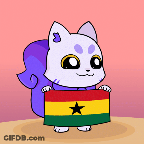 Cartoon Cat Holding Black Star Flag GIF