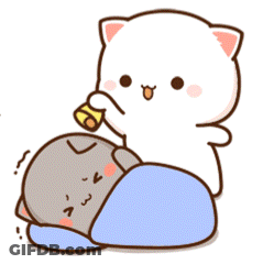 Cartoon Cat Holding Bottle Over Other Cat GIF