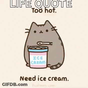 Cartoon Cat Holding Bucket Of Ice Cream GIF