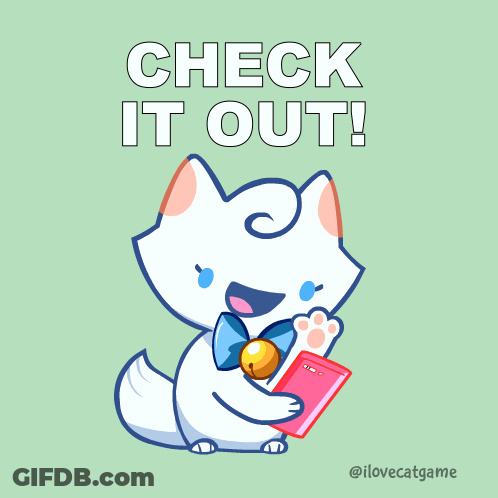 Cartoon Cat Holding Cell Phone Check It Out GIF
