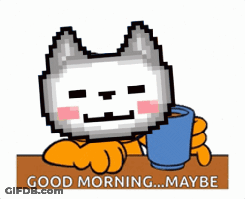 Cartoon Cat Holding Coffee Says Good Morning GIF
