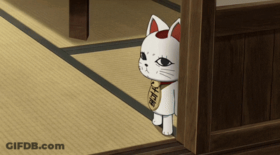Cartoon Cat Holding Coin With Chinese Writing GIF