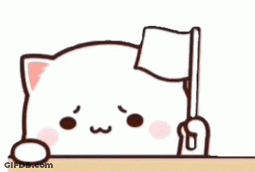 Cartoon Cat Holding Flag GIF