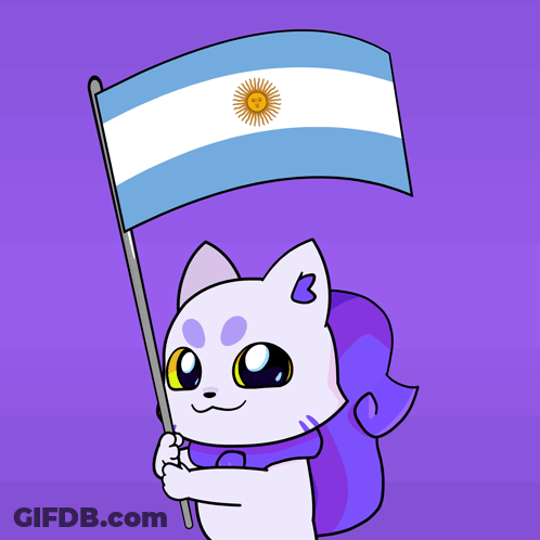 Cartoon Cat Holding Flag GIF