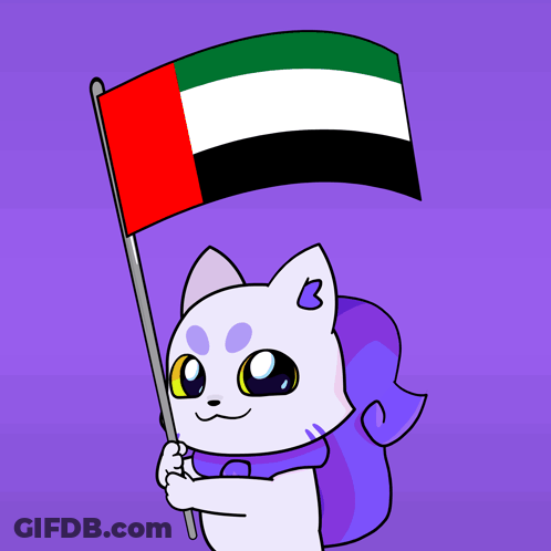 Cartoon Cat Holding Flag With B GIF