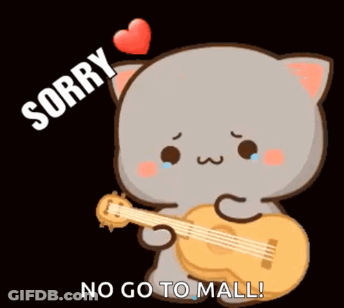 Cartoon Cat Holding Guitar Saying Sorry GIF