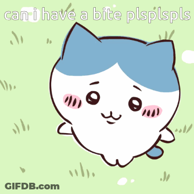 Cartoon Cat Holding Hamburger Saying Can I Have A Bite Plsplspls GIF