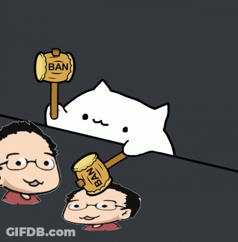 Cartoon Cat Holding Hammer Ban GIF