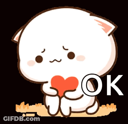 Cartoon Cat Holding Heart OK GIF