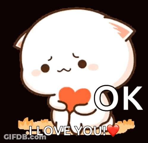 Cartoon Cat Holding Heart Saying I Love You GIF