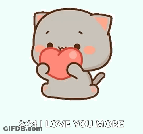 Cartoon Cat Holding Heart GIF