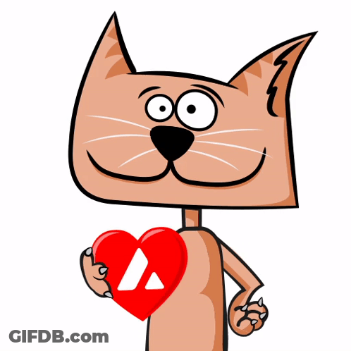 Cartoon Cat Holding Heart With Play Button GIF