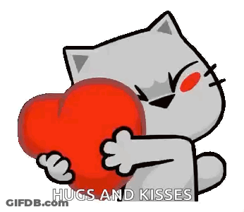 Cartoon Cat Holding Hugs And Kisses Heart GIF