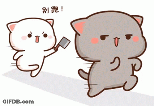 Cartoon Cat Holding Knife Chasing Another GIF