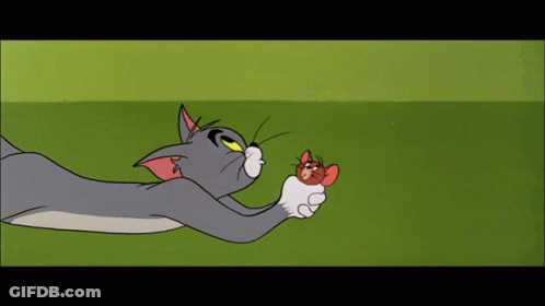 Cartoon Cat Holding Mouse GIF