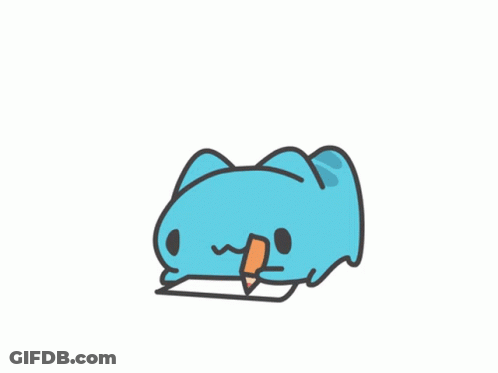Cartoon Cat Holding Paper And Pencil GIF