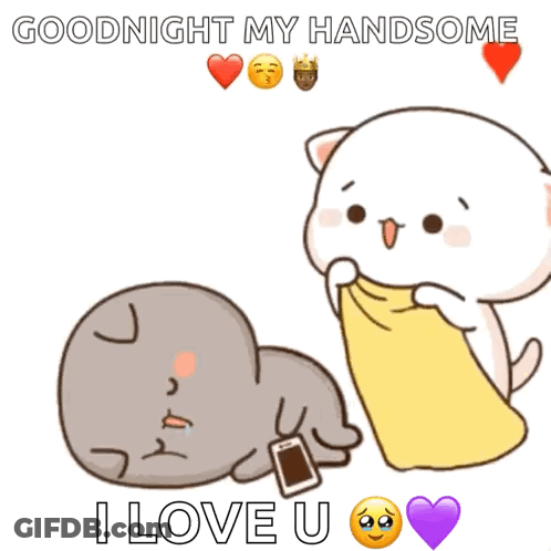 Cartoon Cat Holding Phone Next To Sleeping Cat GIF