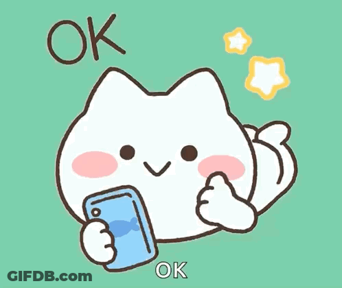 Cartoon Cat Holding Phone Thumbs Up Saying OK GIF